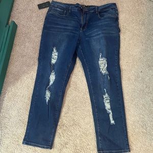 L&B brand boyfriend distressed dark wash jeans size 24 NWT